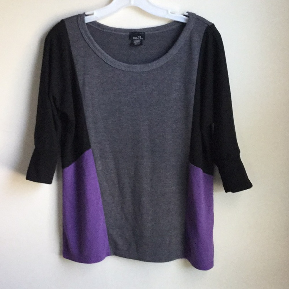 *Rue 21* gray/purple/black top